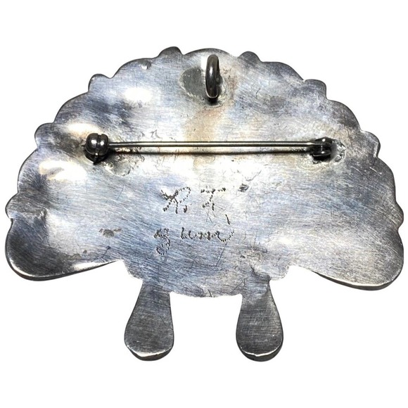 1970’s Zuni Sun Face, Sun God Pin, MOP, Turquoise, Black Onyx, Coral, White Onyx - Picture 2 of 3